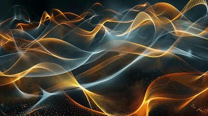 Wall Mural - abstract light waves creating vibrant patterns with orange and blue hues against a dark background i