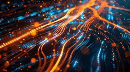 Wall Mural - abstract lines and glowing particles create a dynamic representation of digital connectivity at nigh