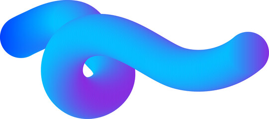 Poster - 3d gradient abstract shape. liquid fluid spiral element. swirl dynamic bright blue modern stroke. wa