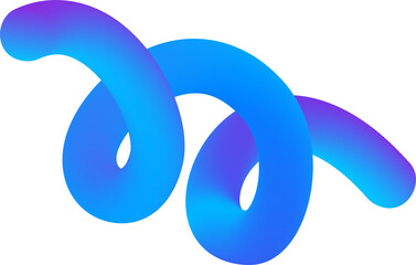 Poster - 3d gradient abstract shape. liquid fluid spiral element. swirl dynamic bright blue modern stroke. wa