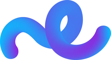 Poster - 3d gradient abstract shape. liquid fluid spiral element. swirl dynamic bright blue modern stroke. wa