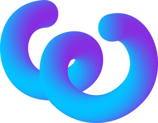 Poster - 3d gradient abstract shape. liquid fluid spiral element. swirl dynamic bright blue modern stroke. wa