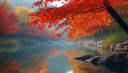 Jinan Hongye Valley's autumn scenery is picturesque, natural beauty is breathtaking.