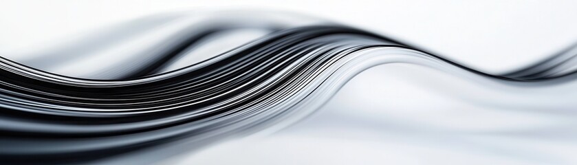 Poster - Abstract Black and White Wave Pattern.