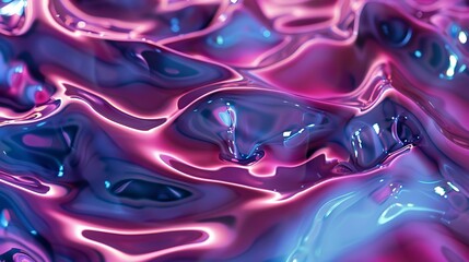 Wall Mural - vibrant abstract patterns of flowing water with pink and blue hues reflecting light in dynamic waves