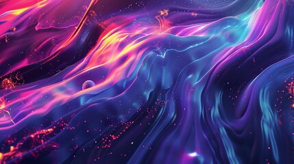 Wall Mural - vibrant abstract waves of colorful light flowing through a dark space, creating a mesmerizing visual