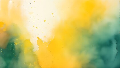 Wall Mural - Abstract yellow and green watercolor gradient with soft smudges and blurred effects