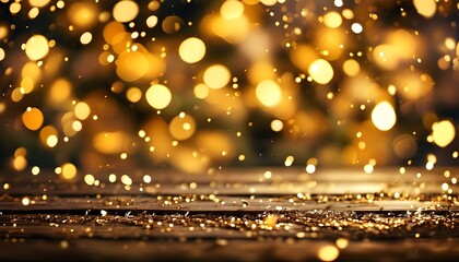 shimmering golden background of sparkling Christmas lights