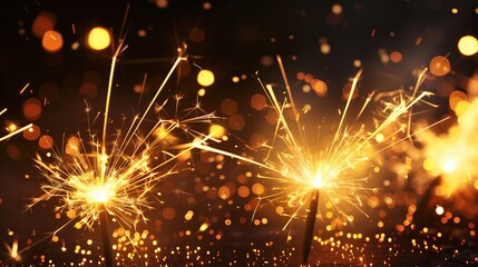 Poster - fire cracker sparkling celebration with golden lights festive celebration holiday