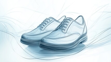 Wall Mural - Abstract illustration of a pair of stylish men's shoes with a minimalist, modern design.