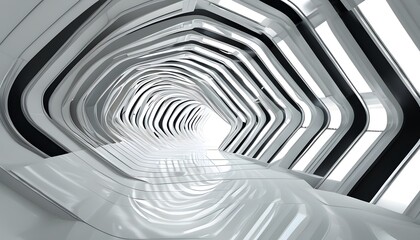 Wall Mural - Abstract 3D Architectural Tunnel with a Creative Perspective on a Bent White Background