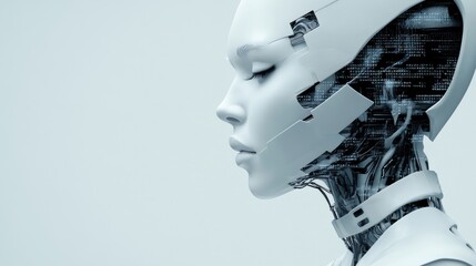 Canvas Print - A close up of a robot with its head and eyes covered, AI