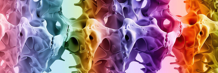 Wall Mural - Bone Basics: Different bone structures in various colors, highlighting their complex design.