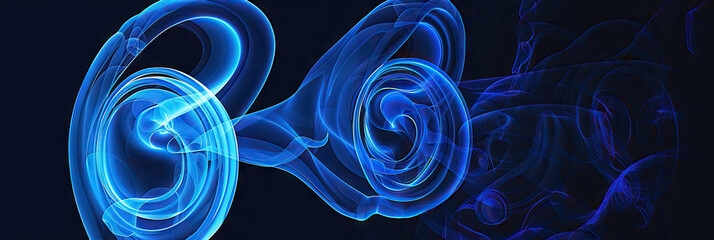 Wall Mural - Ear Echoes: The inner ear's semicircular canals depicted in blue, showcasing the organ's role in balance and hearing.