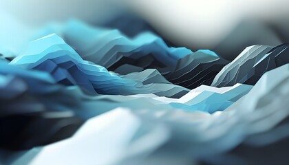 Abstract 3D gradient background with blue and white polygonal triangles in a smooth gray setting