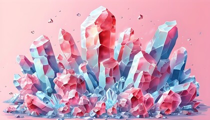 Elegant geometric pattern of pink crystals and light rectangles in a stylish website design illustration