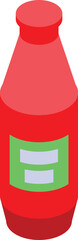 Poster - Red bottle isometric style, containing tomato ketchup or other red sauce