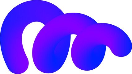Poster - 3d gradient shape. abstract purple colored fluid swirl element. wavy blend spiral object. dynamic or