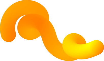 Poster - 3d gradient shape. abstract yellow colored fluid swirl element. wavy blend spiral object. dynamic or