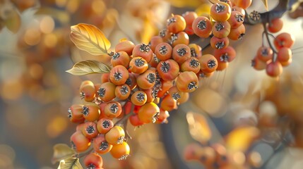 Canvas Print - Vibrant Autumn Berries: Close Up Photography of Nature's Beauty