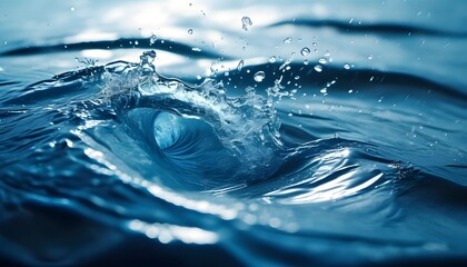 Wall Mural - Dynamic blue waves in clear water motion