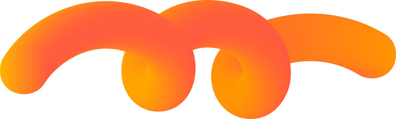 Poster - 3d gradient shape. abstract orange colored fluid swirl element. wavy blend spiral object. dynamic or