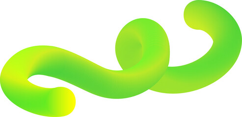 Poster - 3d gradient shape. abstract green colored fluid swirl element. wavy blend spiral object. dynamic org