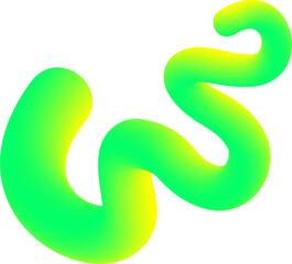 Poster - 3d gradient shape. abstract green colored fluid swirl element. wavy blend spiral object. dynamic org
