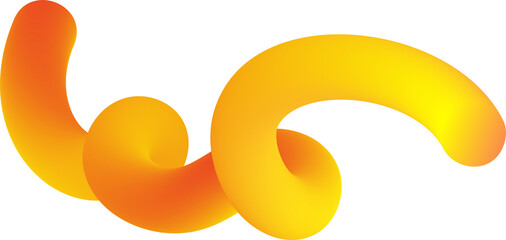 Poster - 3d gradient shape. abstract orange colored fluid swirl element. wavy blend spiral object. dynamic or