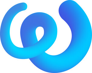 Poster - 3d gradient shape. abstract blue colored fluid swirl element. wavy blend spiral object. dynamic orga