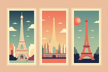 Paris urban landscape with cityscape silhouette. Pattern with houses. Illustration