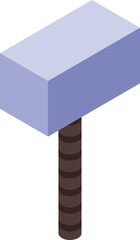 Poster - isometric hammer is standing with its wooden handle on a white background