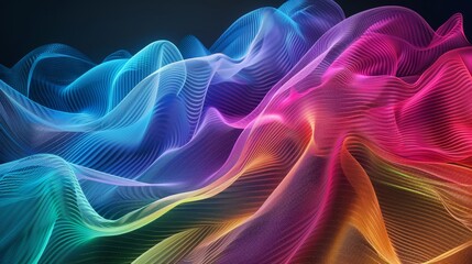 Wall Mural - colorful wave patterns creating dynamic visual effects in a digital abstract artwork with vibrant gr