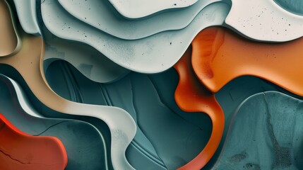 Wall Mural - abstract layers of textured colors intertwine in a contemporary art piece, evoking fluidity and moti