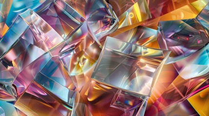 Wall Mural - colorful glass fragments arranged intricately creating a vibrant abstract pattern in bright light