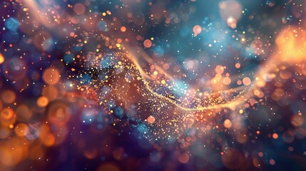 Wall Mural - a colorful abstract background of swirling cosmic energy with vibrant bokeh effects and luminous par