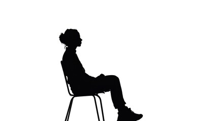 Sticker - silhouette of a person sitting on a chair on white background