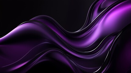 3D render of fluid abstract shapes in purple color against a dark background.