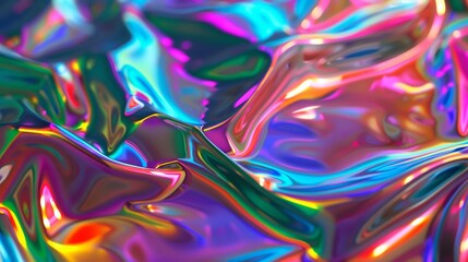 Wall Mural - colorful reflective patterns on a crinkled surface showcasing vibrant hues in a mesmerizing display 
