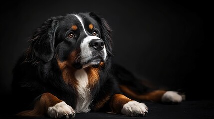 Canvas Print - Majestic Bernese Mountain Dog Poses in Professional Studio Lighting