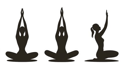 Poster - yoga vector black color silhouette on white background