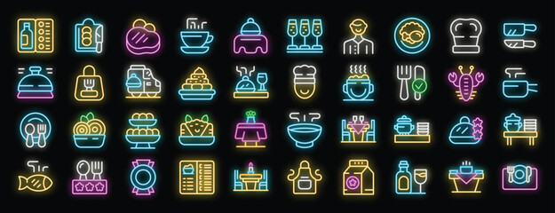 Poster - Chefs are cooking and serving dishes in a restaurant, setting tables, delivering food, and offering wine and champagne