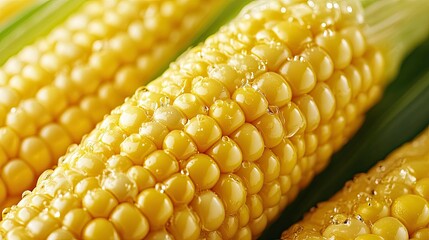 Freshly Harvested Corn on the Cob Displayed With Droplets of Water in Bright Natural Light