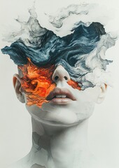 Canvas Print - Surreal portrait blending human features with abstract elements.