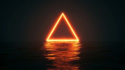 Poster - An abstract 3D triangular tunnel with a glowing effect is set within a dark, techinspired space. It features intricate patterns and emanates a captivating scifi atmosphere that draws you in
