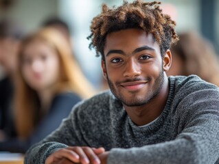 Poster - Diverse Students and Study Together in a Modern Classroom