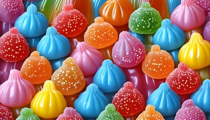 Colorful candy pattern bursting with vibrant shapes and delightful designs