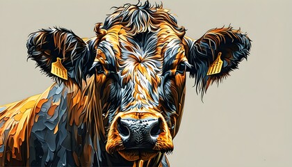 Wall Mural - Whimsical Cow Sticker Design in Playful Colors