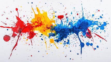 Colorful paint splatter on a white canvas