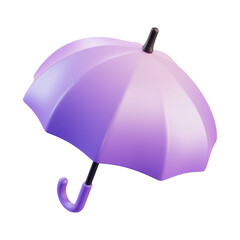 Wall Mural - purple umbrella 3d render icon isolated on transparent background cutout